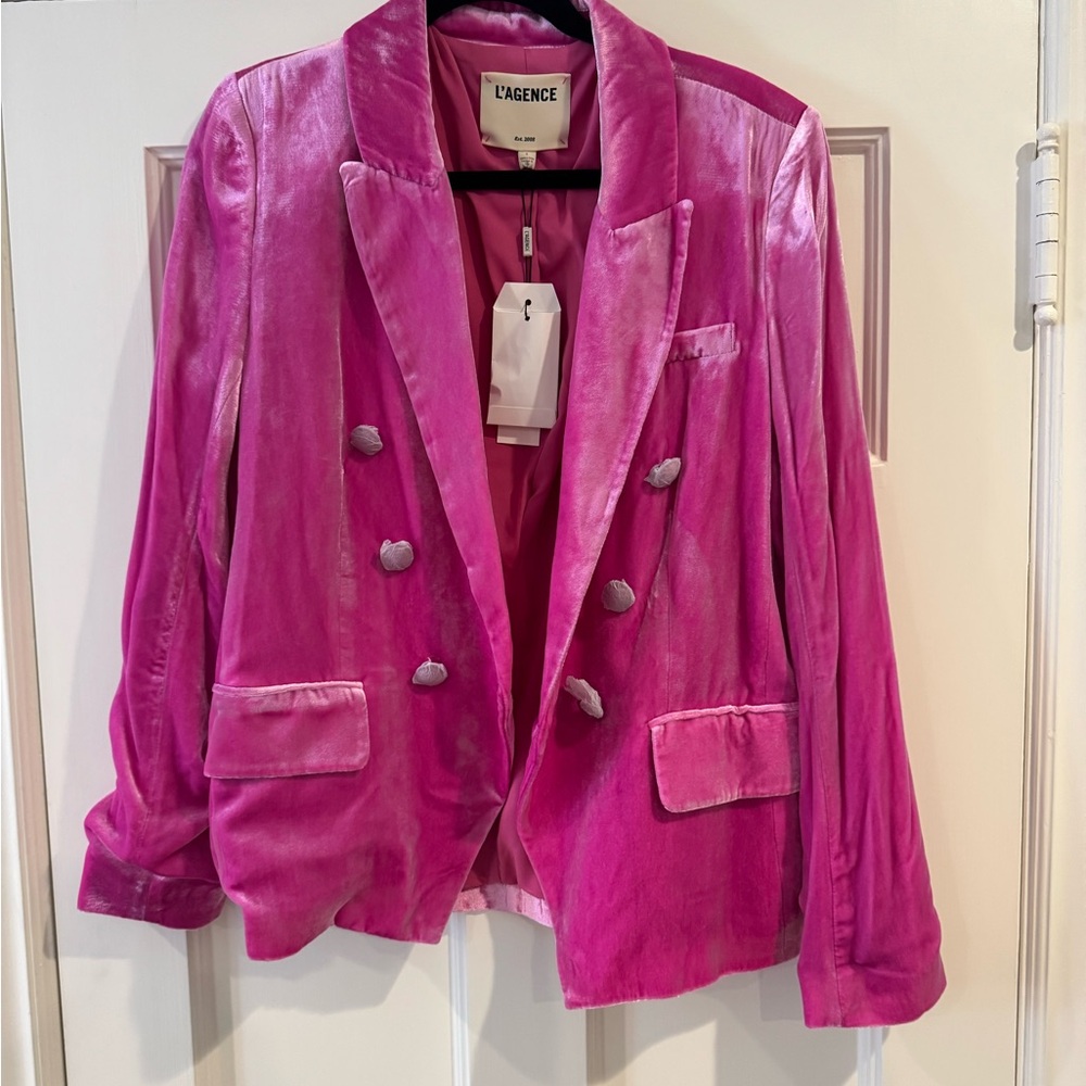 L'AGENCE Fuchsia Velvet Blazer